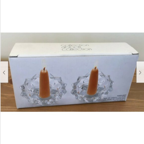 Vtg Clear Bubble Star Shape Glass Candle Holders Reims France Abbott Fortunio - Picture 6 of 6